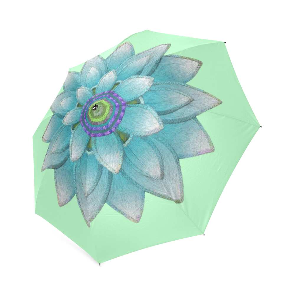 Turquoise Lotus. Foldable Umbrella (Model U01)