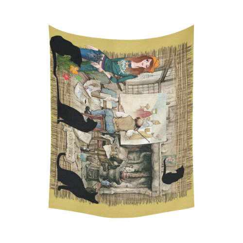 Anton Pieck studio in old Amsterdam Cotton Linen Wall Tapestry 80"x 60"