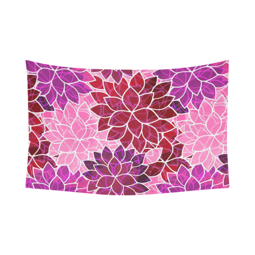 Beautiful Pink Flowers Cotton Linen Wall Tapestry 90"x 60"