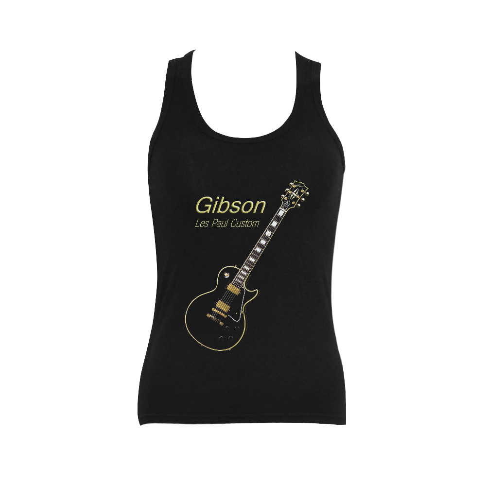 Black Gibson Les paul Custom Women's Shoulder-Free Tank Top (Model T35)
