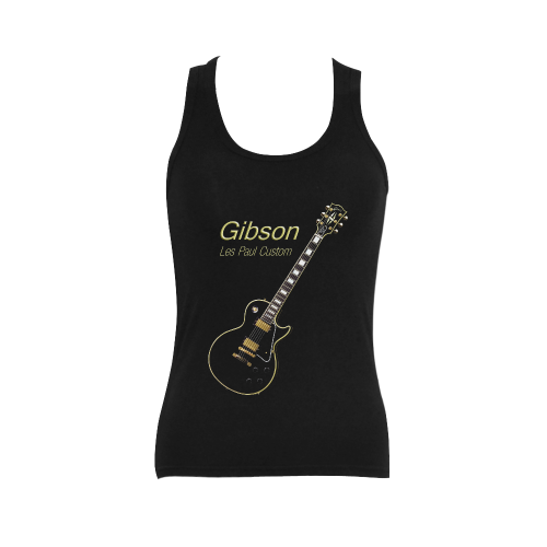 Black Gibson Les paul Custom Women's Shoulder-Free Tank Top (Model T35)