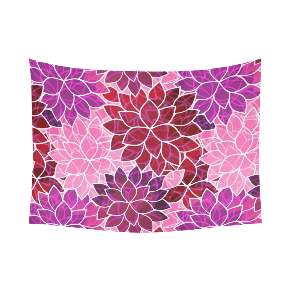 Beautiful Pink Flowers Cotton Linen Wall Tapestry 80"x 60"