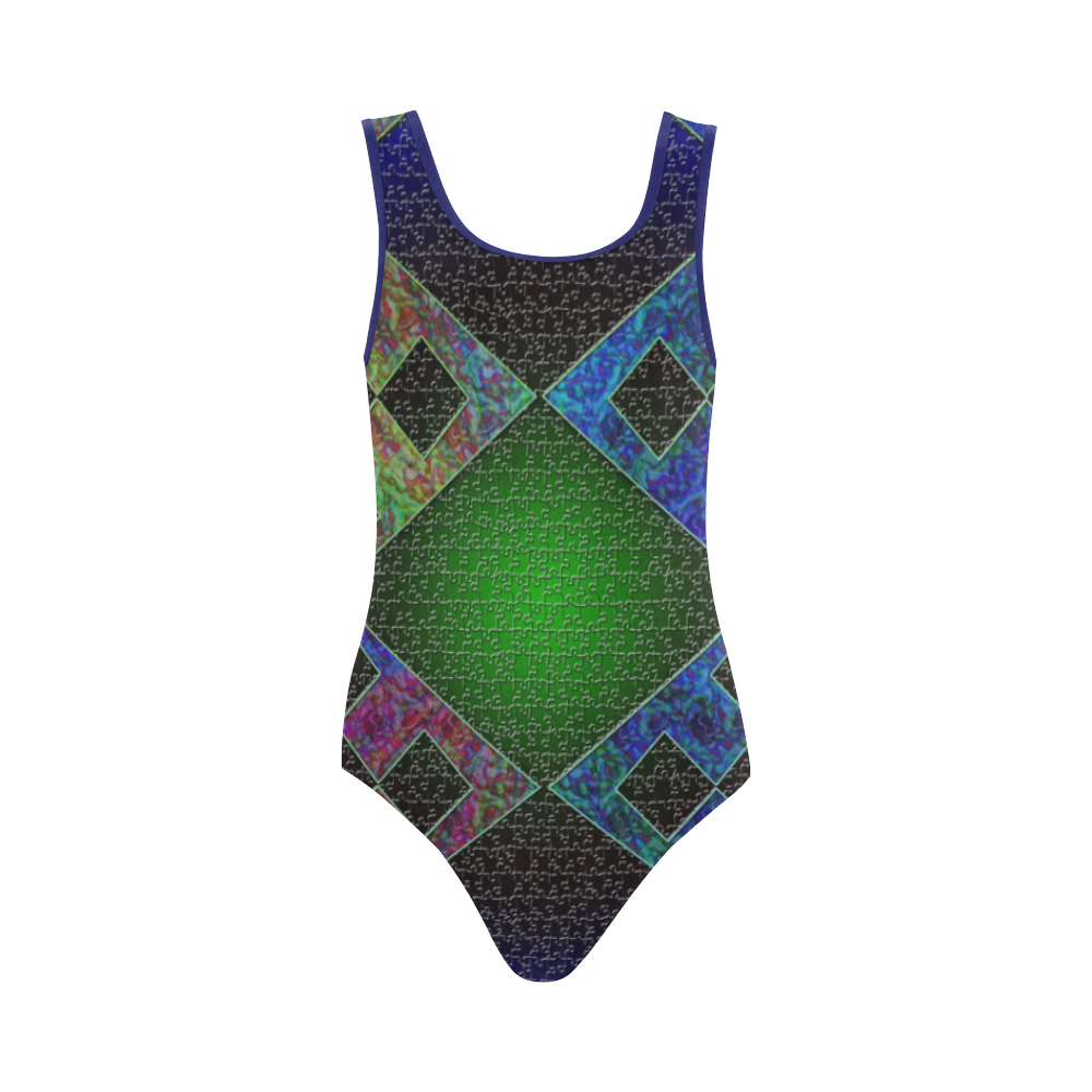 Bluish Elements Vest One Piece Swimsuit (Model S04)