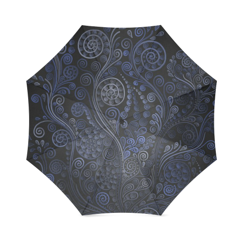 Ornamental Blue on Gray Foldable Umbrella (Model U01)