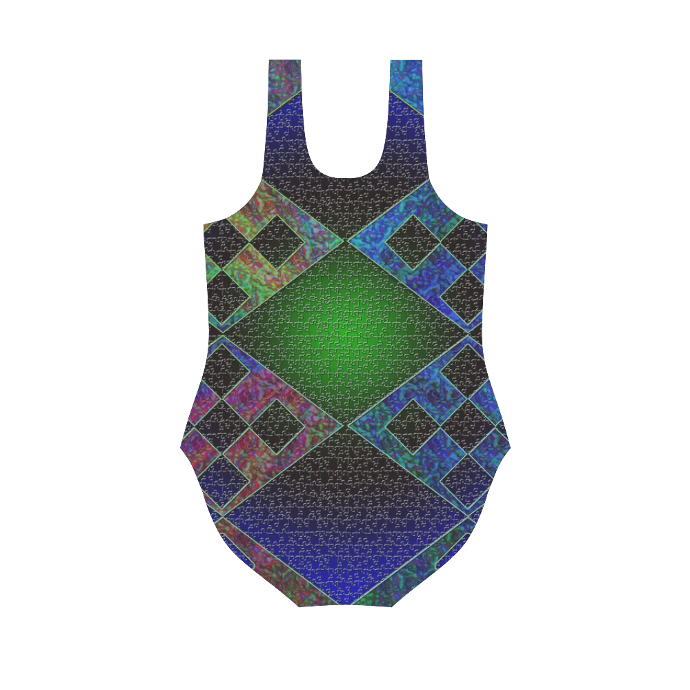 Bluish Elements Vest One Piece Swimsuit (Model S04)