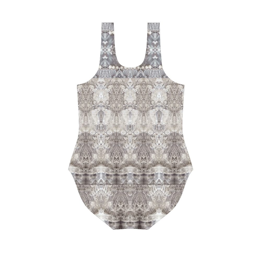 pearl and sand Vest One Piece Swimsuit (Model S04)