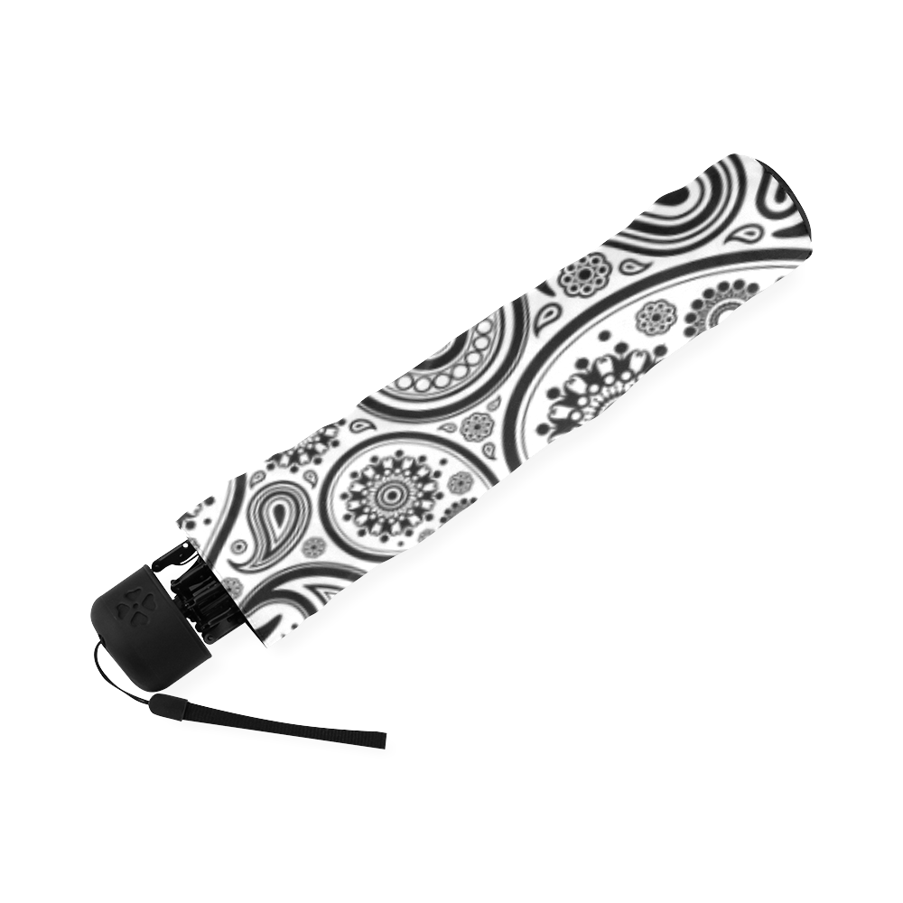 Black & White Paisley Pattern Foldable Umbrella (Model U01)