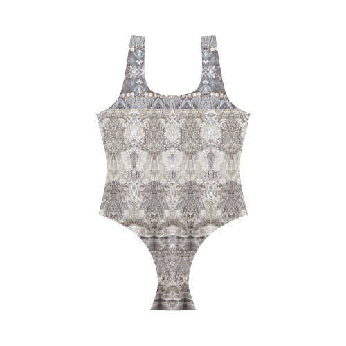 pearl and sand Vest One Piece Swimsuit (Model S04)