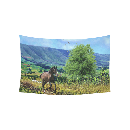 Mountain Side Gallop Cotton Linen Wall Tapestry 60"x 40"