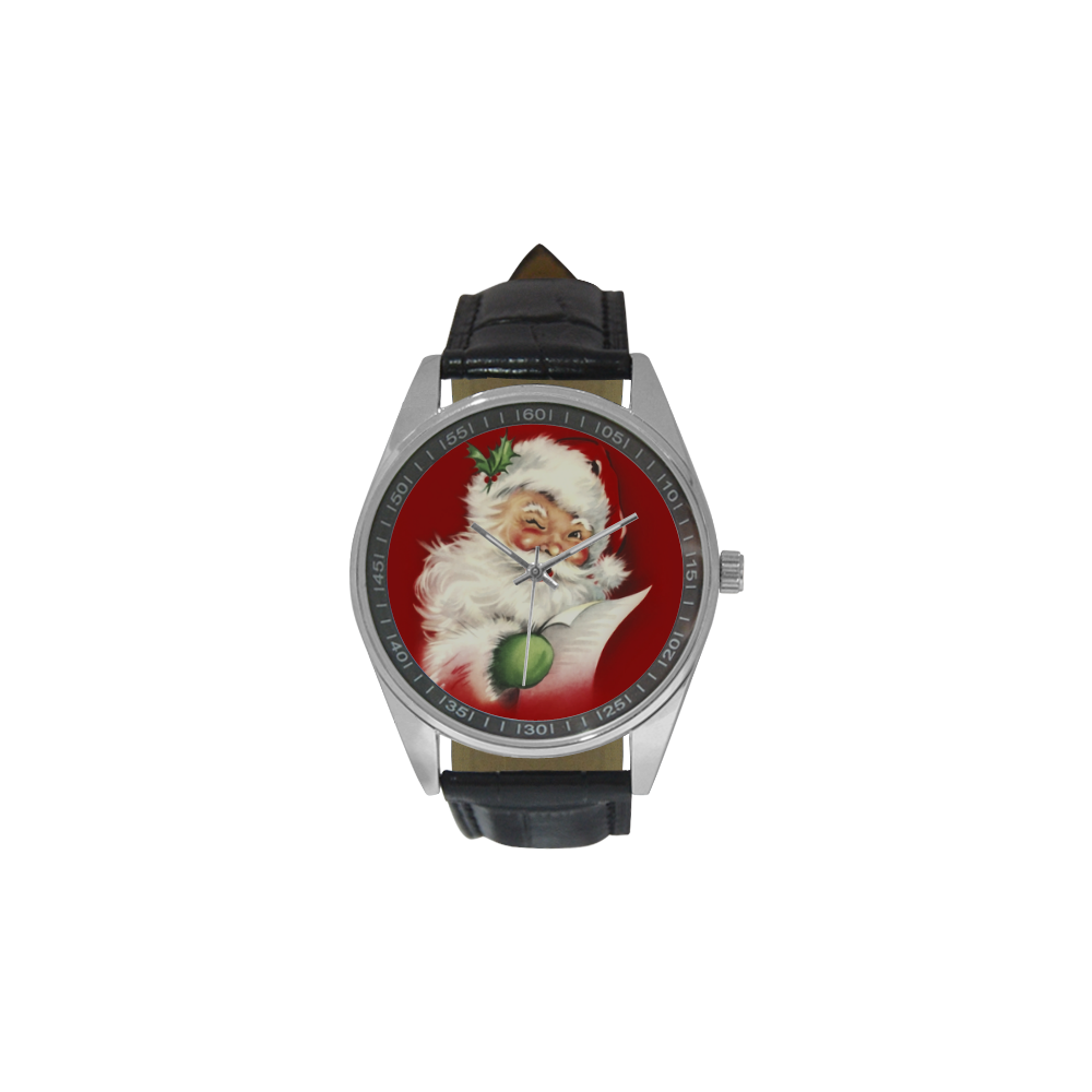 A beautiful vintage santa claus Men's Casual Leather Strap Watch(Model 211)