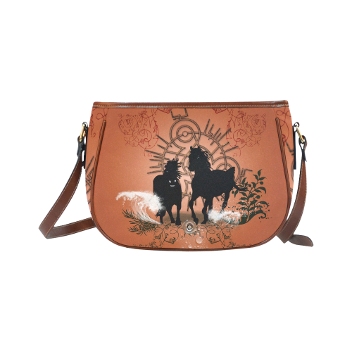 Black horses silhouette Saddle Bag/Small (Model 1649) Full Customization
