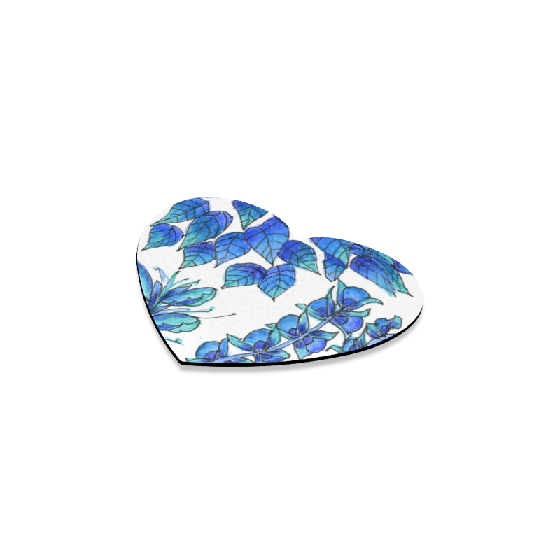 Pretty Blue Flowers, Aqua Garden Zendoodle Heart Coaster