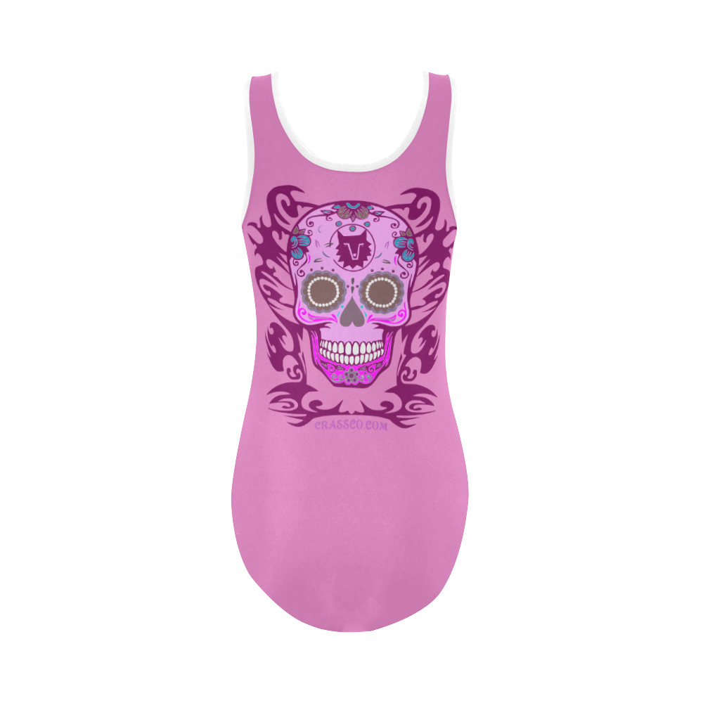 SKULL PINK Vest One Piece Swimsuit (Model S04)