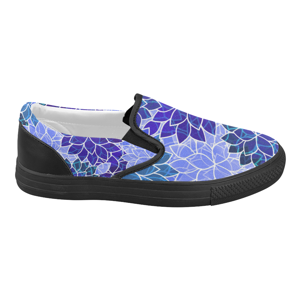Beautiful Blue Flowers Women's Slip-on Canvas Shoes (Model 019)