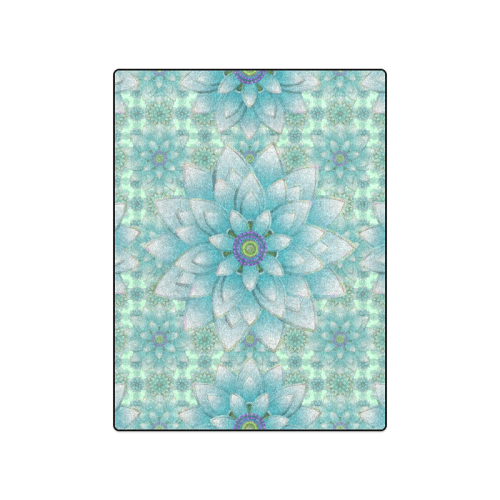 Turquoise Happy Lotus Blanket 50"x60"