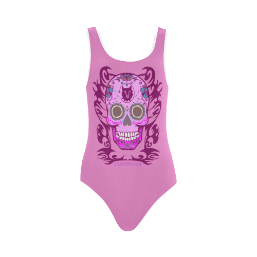 SKULL PINK Vest One Piece Swimsuit (Model S04)