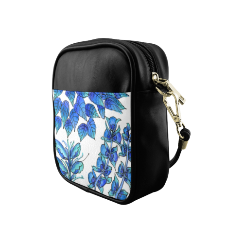 Pretty Blue Flowers, Aqua Garden Zendoodle Sling Bag (Model 1627)