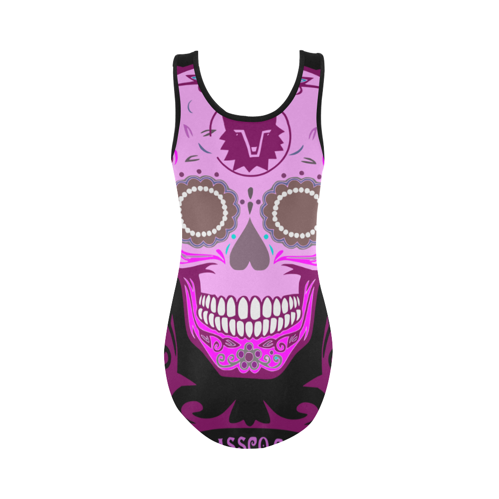 SKULL PINK Vest One Piece Swimsuit (Model S04)