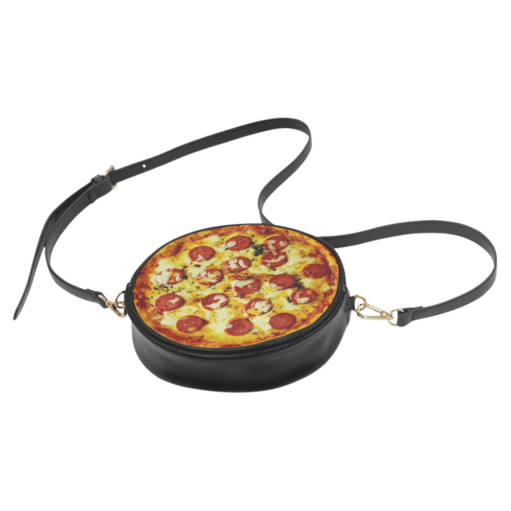 Novelty Cheesy Pepperoni Pizza Round Sling Bag (Model 1647)