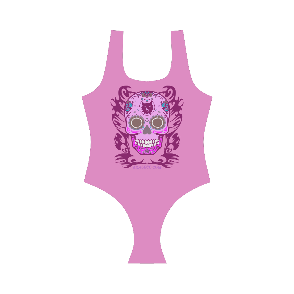 SKULL PINK Vest One Piece Swimsuit (Model S04)