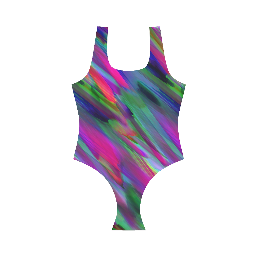 Colorful digital art splashing G400 Vest One Piece Swimsuit (Model S04)