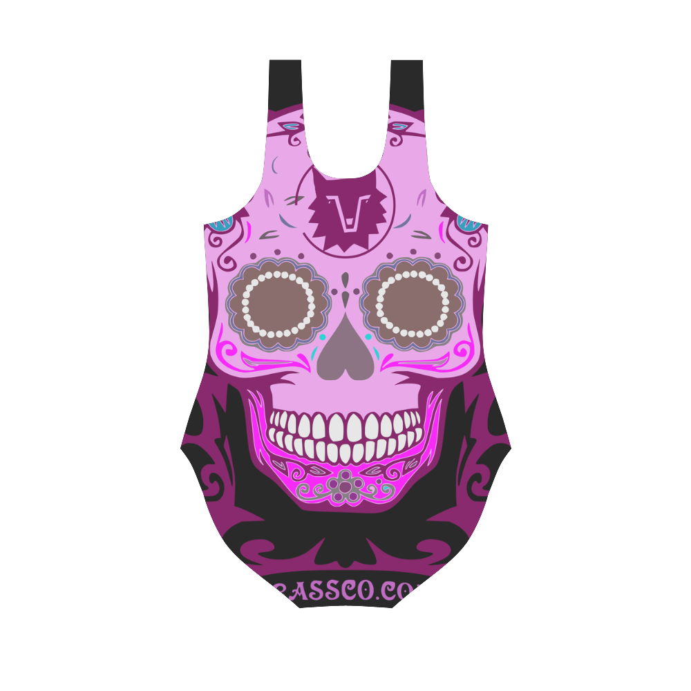 SKULL PINK Vest One Piece Swimsuit (Model S04)