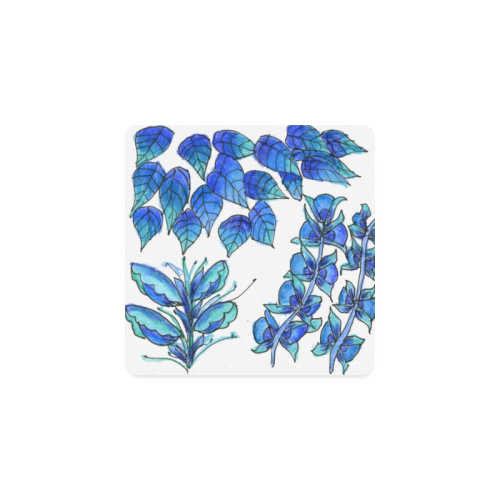 Pretty Blue Flowers, Aqua Garden Zendoodle Square Coaster