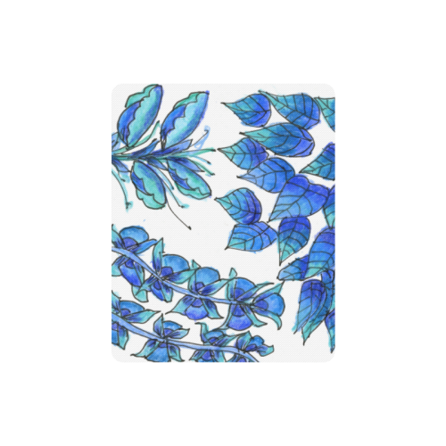 Pretty Blue Flowers, Aqua Garden Zendoodle Rectangle Mousepad