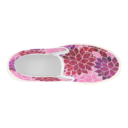 Beautiful Pink Flowers Women's Slip-on Canvas Shoes (Model 019)