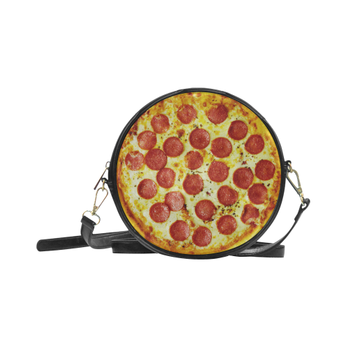Novelty Cheesy Pepperoni Pizza Round Sling Bag (Model 1647)