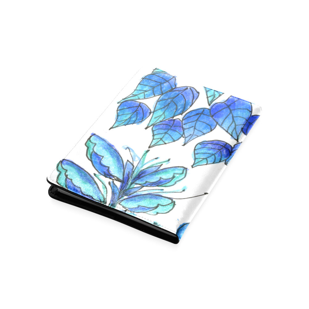 Pretty Blue Flowers, Aqua Garden Zendoodle Custom NoteBook A5