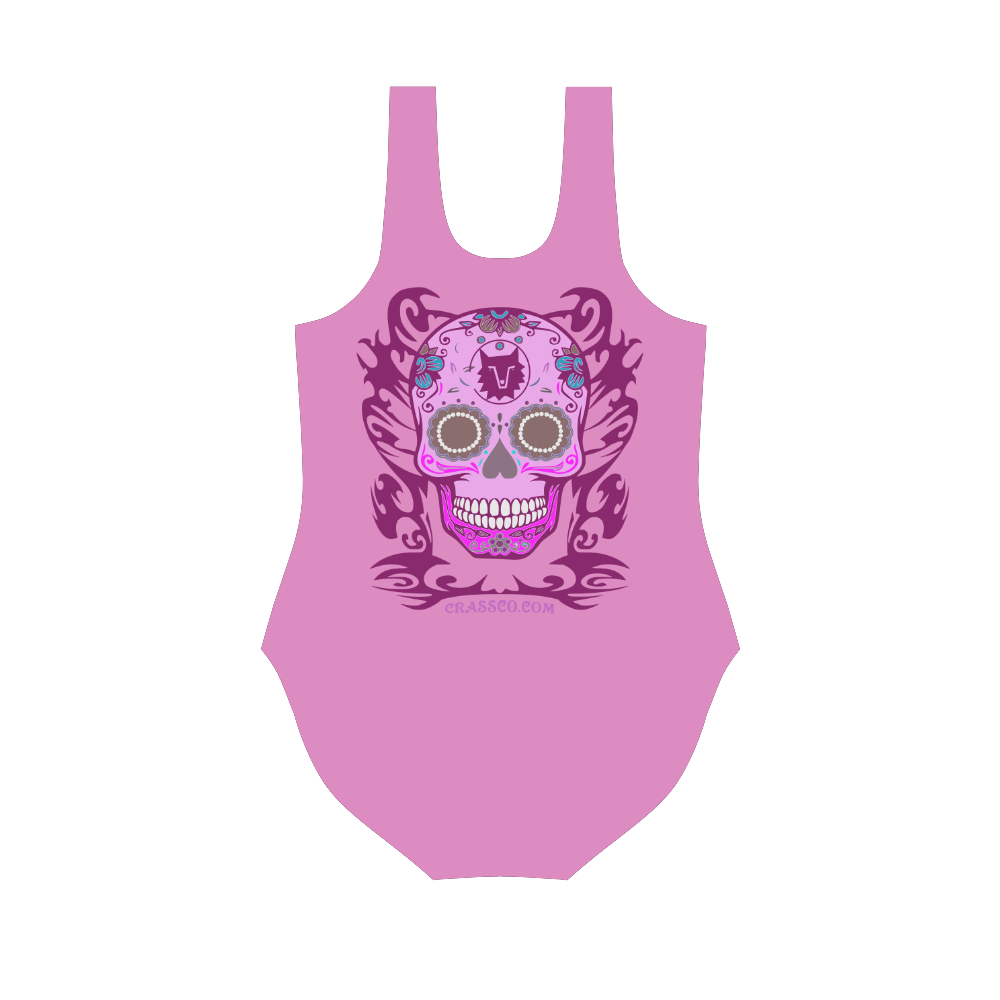 SKULL PINK Vest One Piece Swimsuit (Model S04)