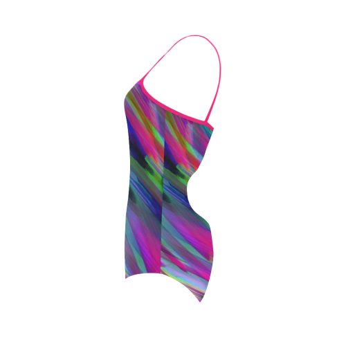 Colorful digital art splashing G400 Strap Swimsuit ( Model S05)