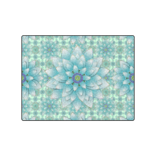 Turquoise Happy Lotus Blanket 50"x60"