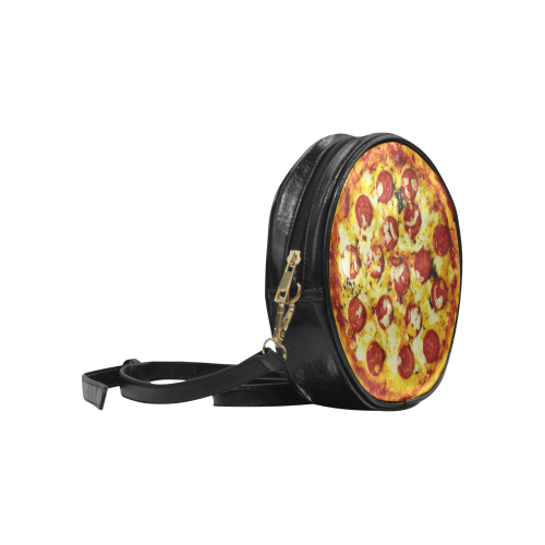 Novelty Cheesy Pepperoni Pizza Round Sling Bag (Model 1647)