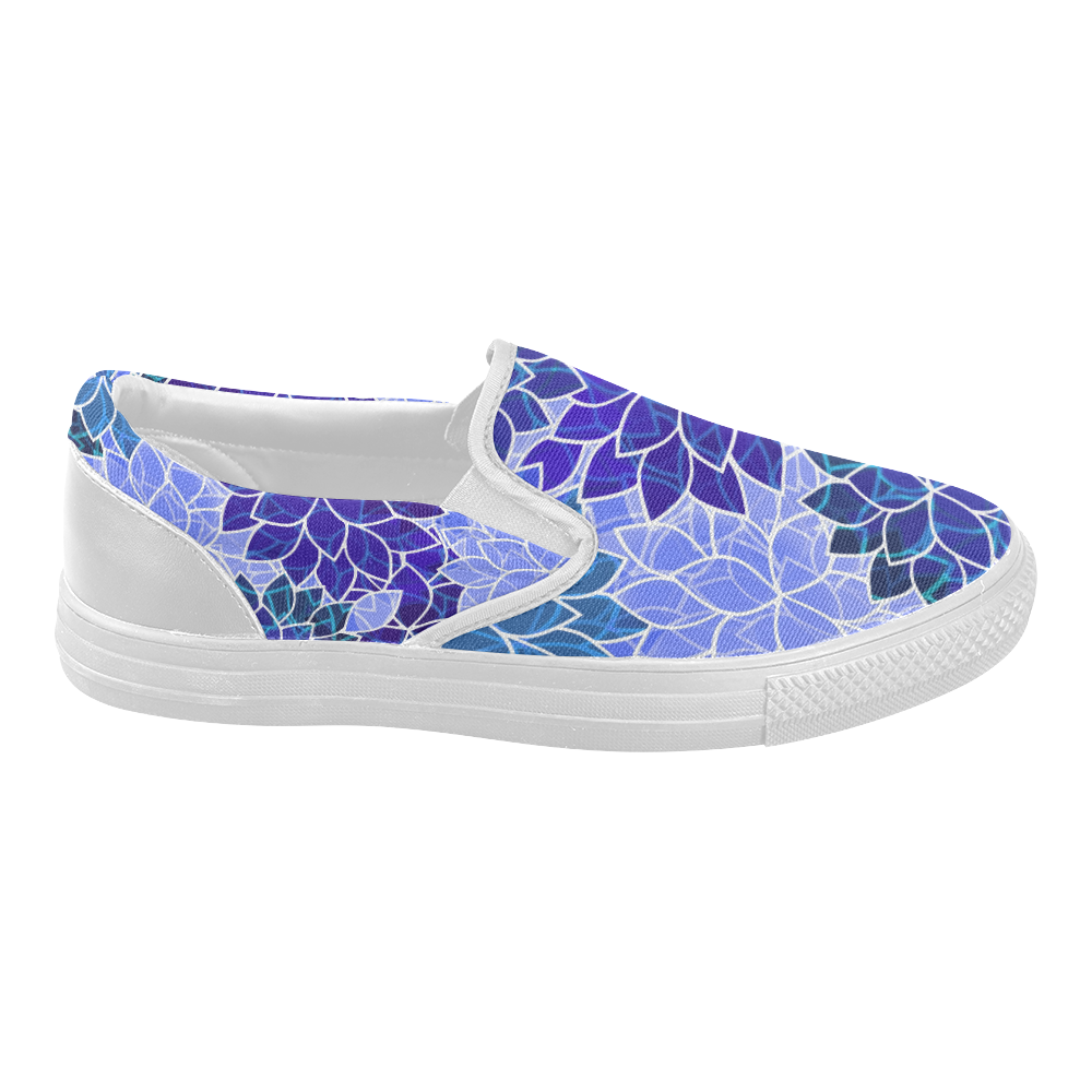 Beautiful Blue Flowers Women's Slip-on Canvas Shoes (Model 019)