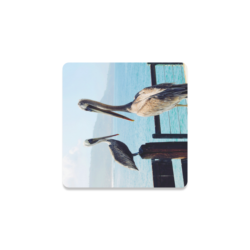 Seaside Pelican Chat Square Coaster