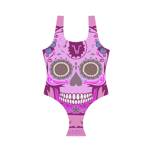 SKULL PINK Vest One Piece Swimsuit (Model S04)