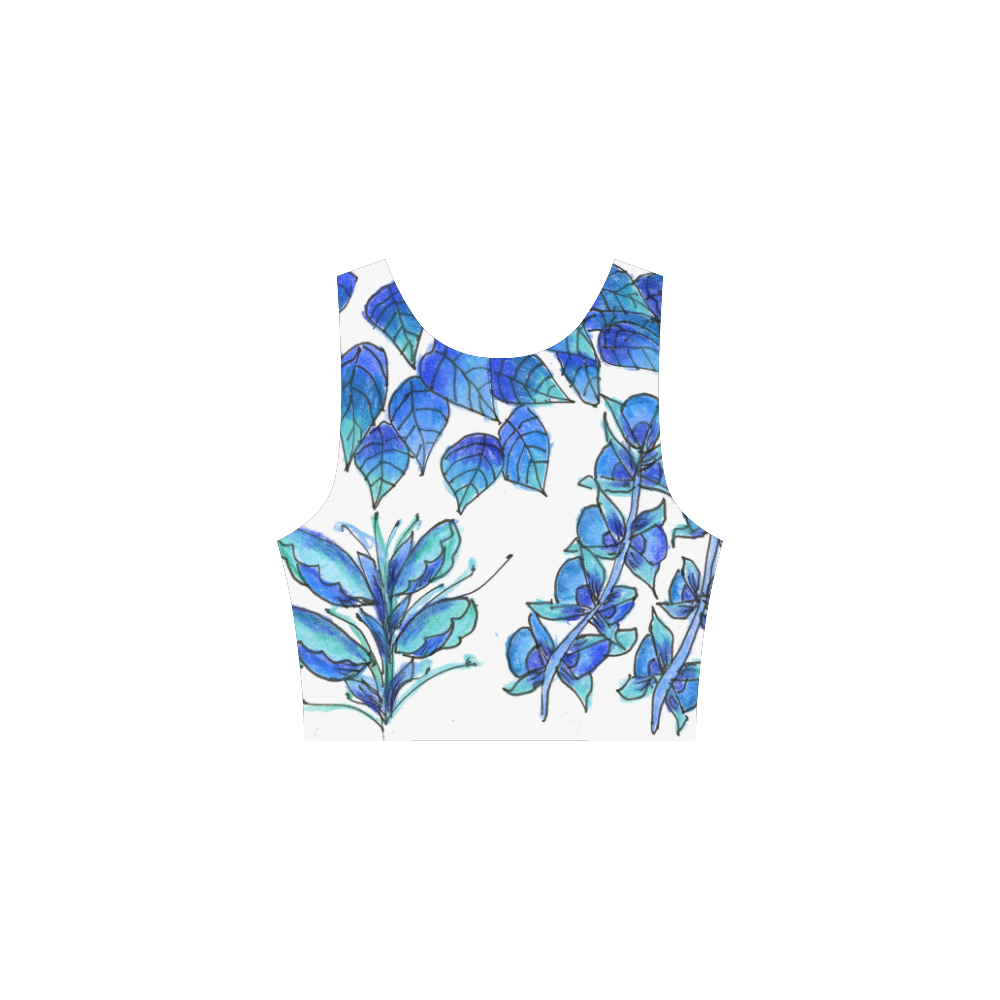 Pretty Blue Flowers, Aqua Garden Zendoodle Atalanta Sundress (Model D04)