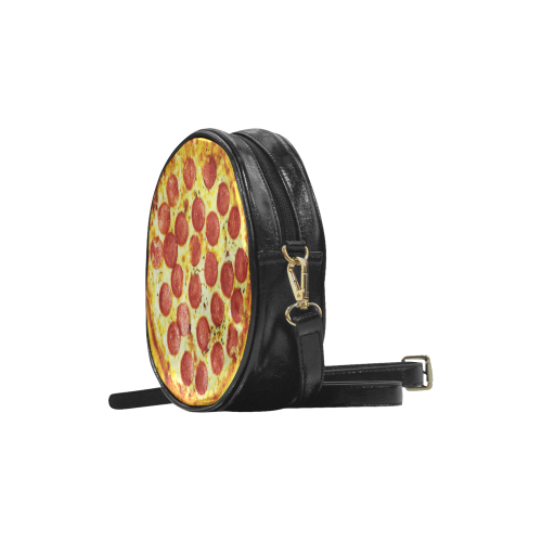 Novelty Cheesy Pepperoni Pizza Round Sling Bag (Model 1647)