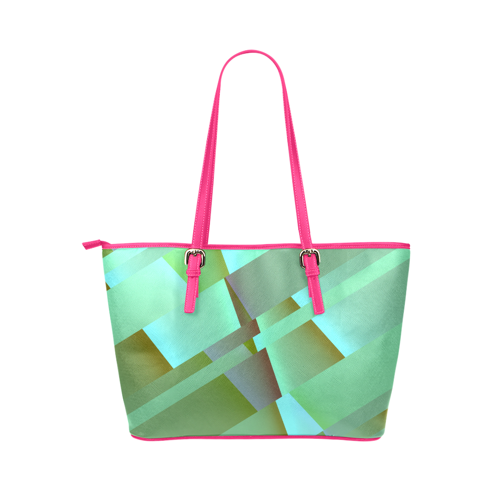 Modern Abstract Pastel Green Leather Tote Bag/Small (Model 1651)