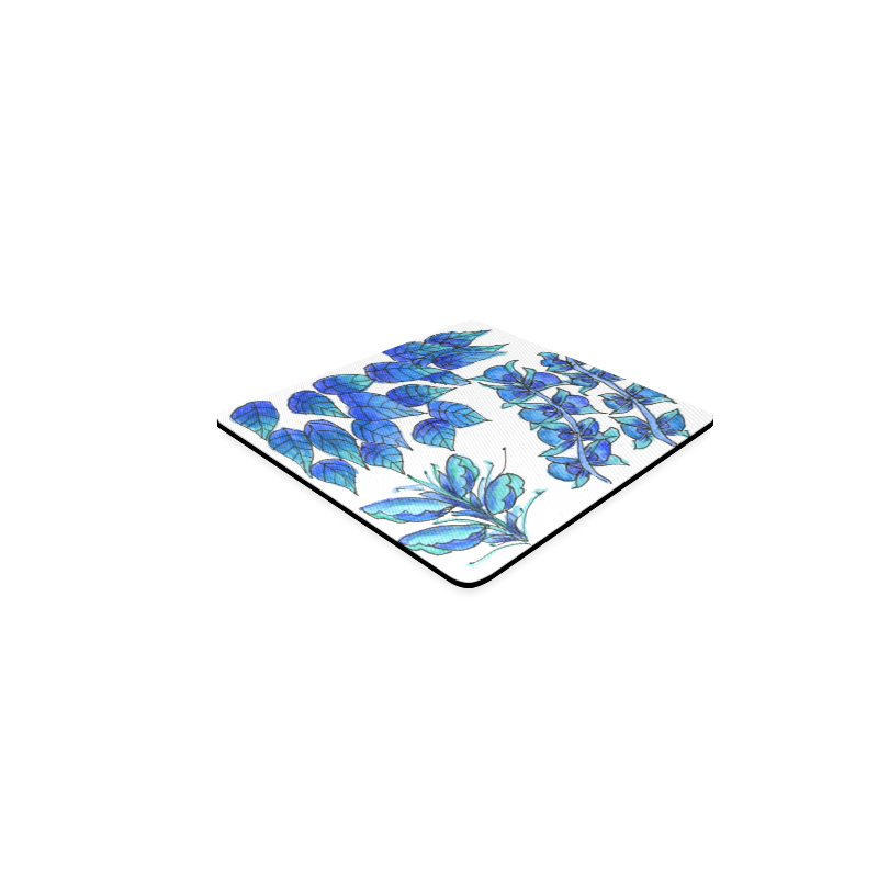 Pretty Blue Flowers, Aqua Garden Zendoodle Square Coaster