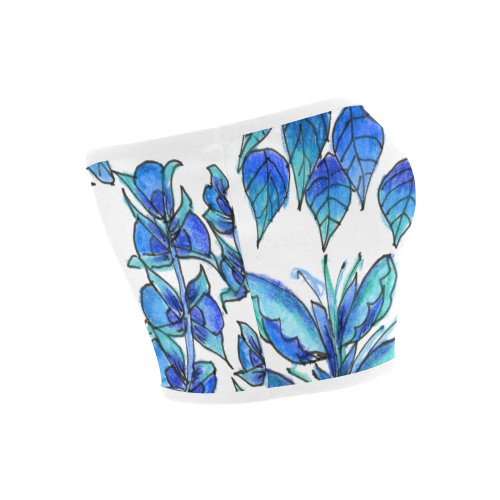 Pretty Blue Flowers, Aqua Garden Zendoodle Bandeau Top