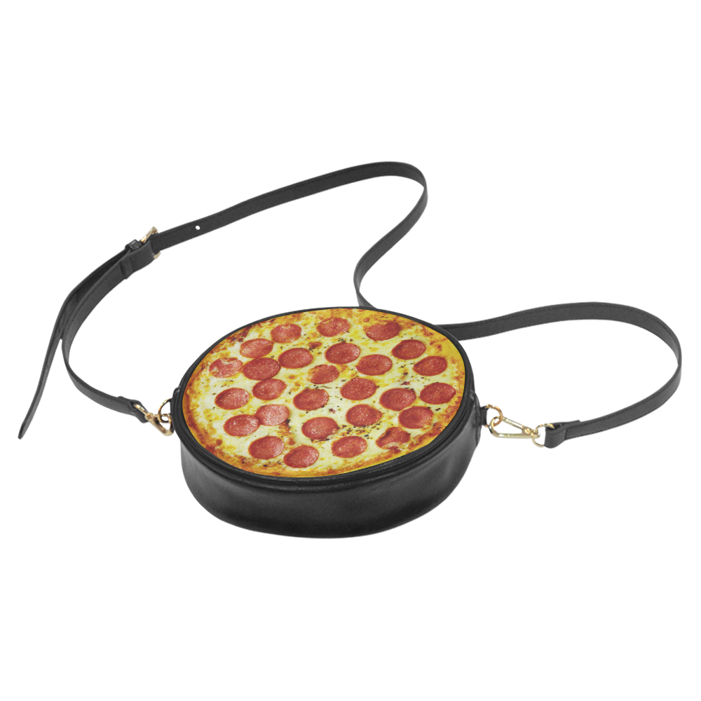 Novelty Cheesy Pepperoni Pizza Round Sling Bag (Model 1647)