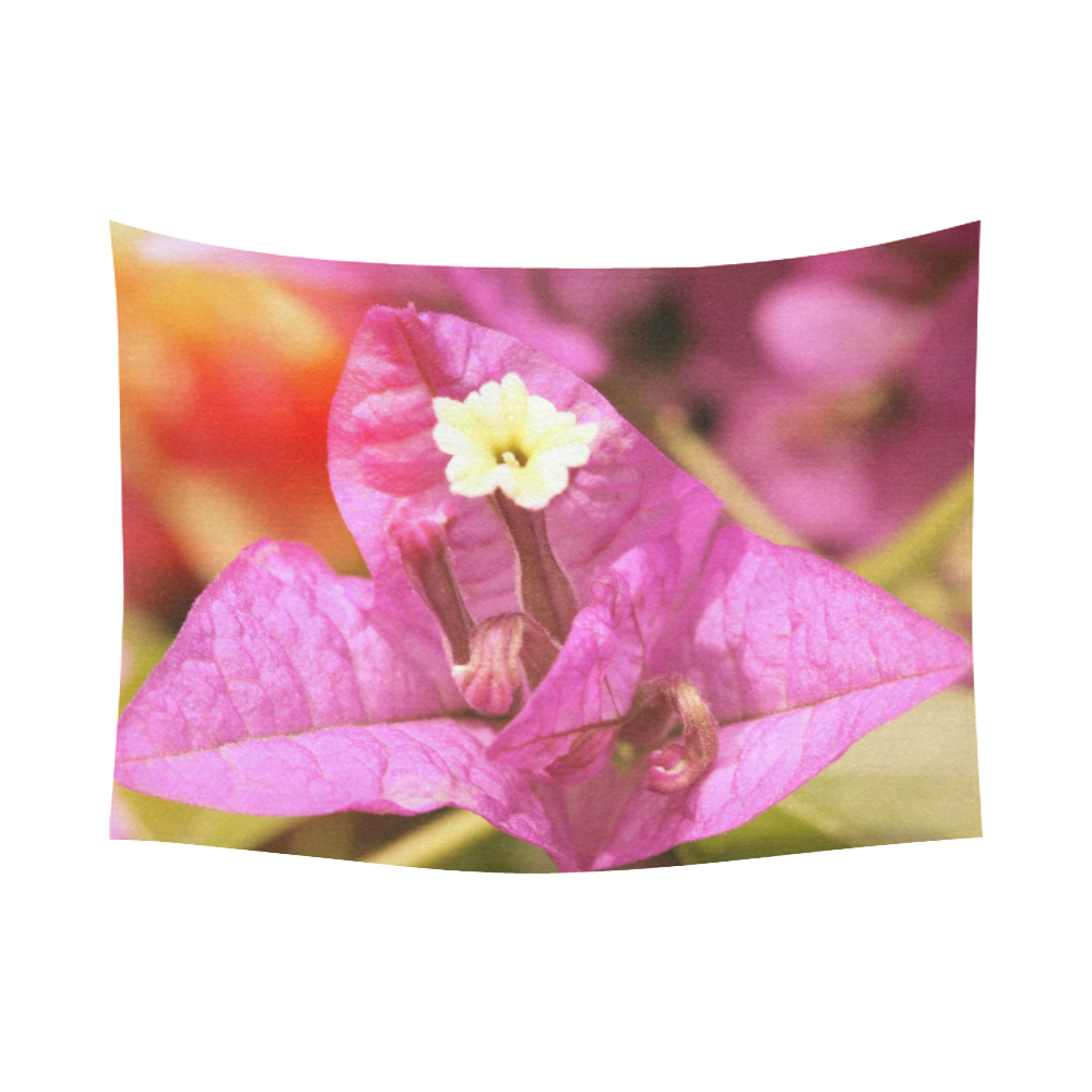 Pink Bougainvillea Cotton Linen Wall Tapestry 80"x 60"