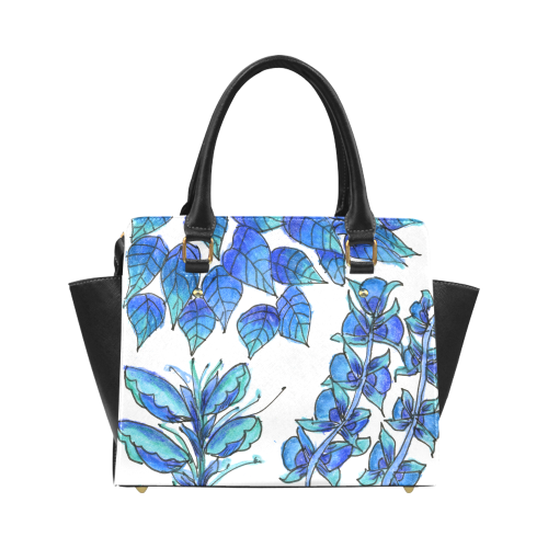 Pretty Blue Flowers, Aqua Garden Zendoodle Classic Shoulder Handbag (Model 1653)