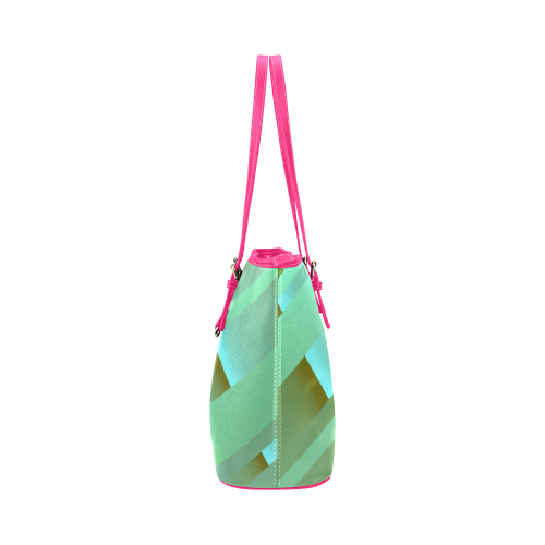 Modern Abstract Pastel Green Leather Tote Bag/Small (Model 1651)