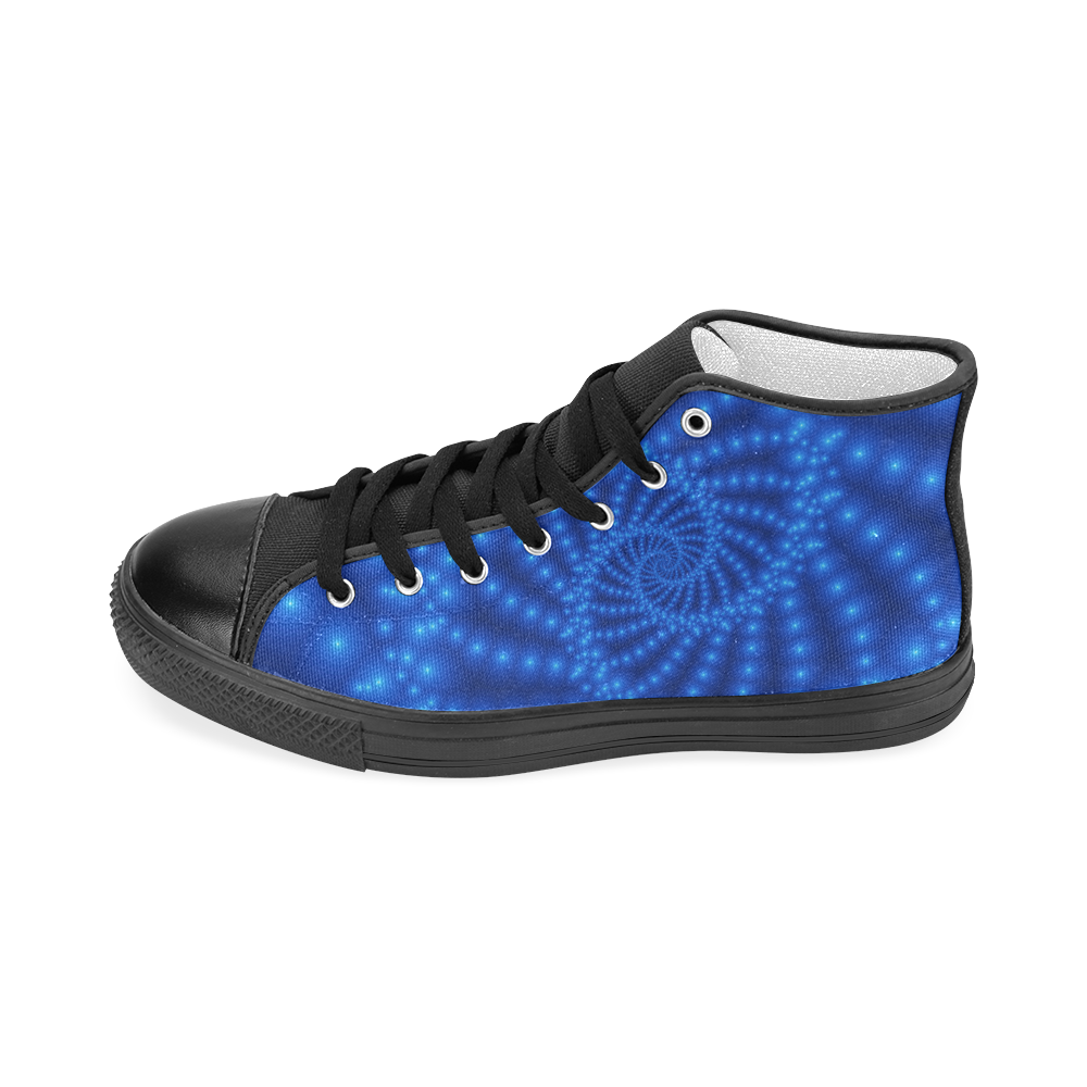 Glossy Blue Beads Spiral Fractal Women's Classic High Top Canvas Shoes (Model 017)