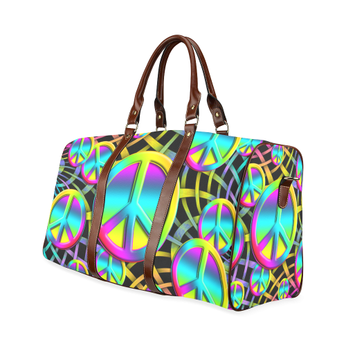 Colorful Peace Pattern Waterproof Travel Bag/Small (Model 1639)