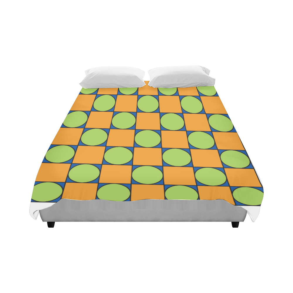 Green and Orange Geometric Pattern Duvet Cover 86"x70" ( All-over-print)
